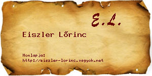 Eiszler Lőrinc névjegykártya
