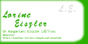 lorinc eiszler business card